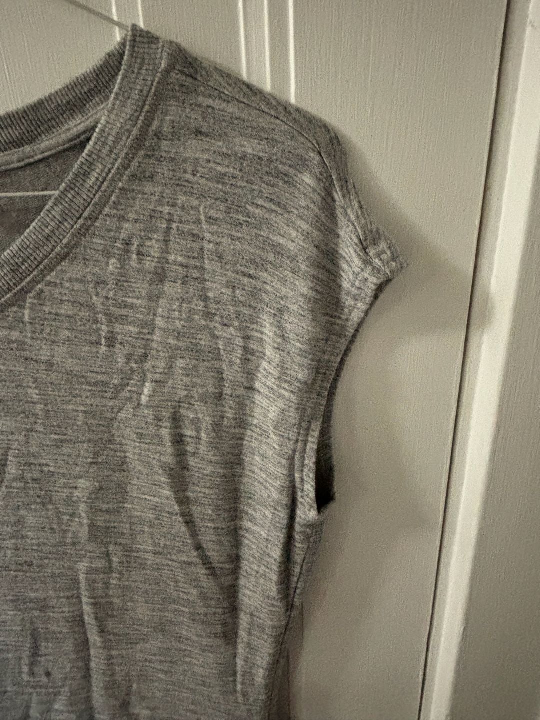 Athleta Essence Cap Sleeve Tee Heathered Grey Size L 6
