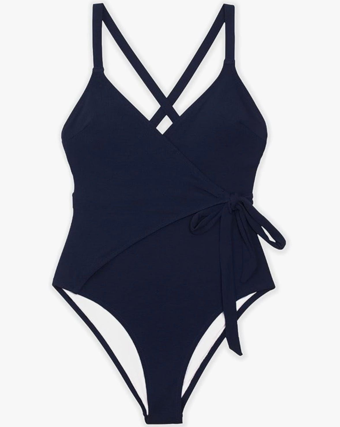 Cupshe Navy Blue Textured Wrap Tie Side One Piece Swimsuit, Size M 4