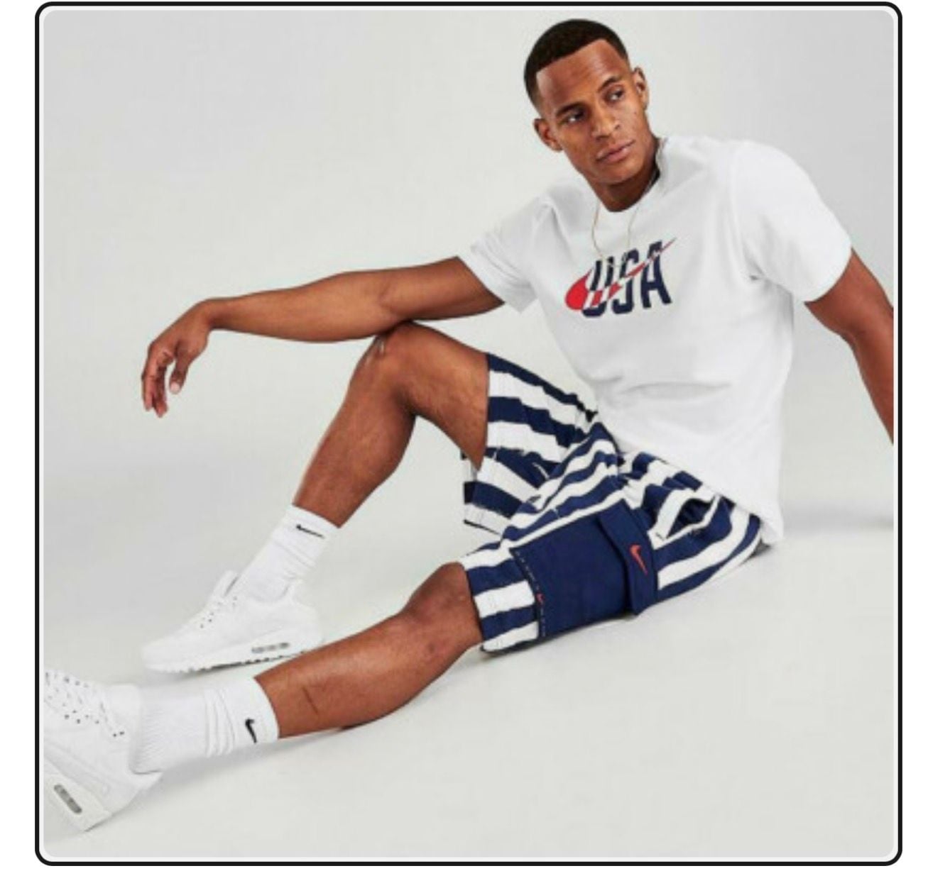 Nike Sportswear Club USA Striped Fleece Shorts Mens Large Y2K 9
