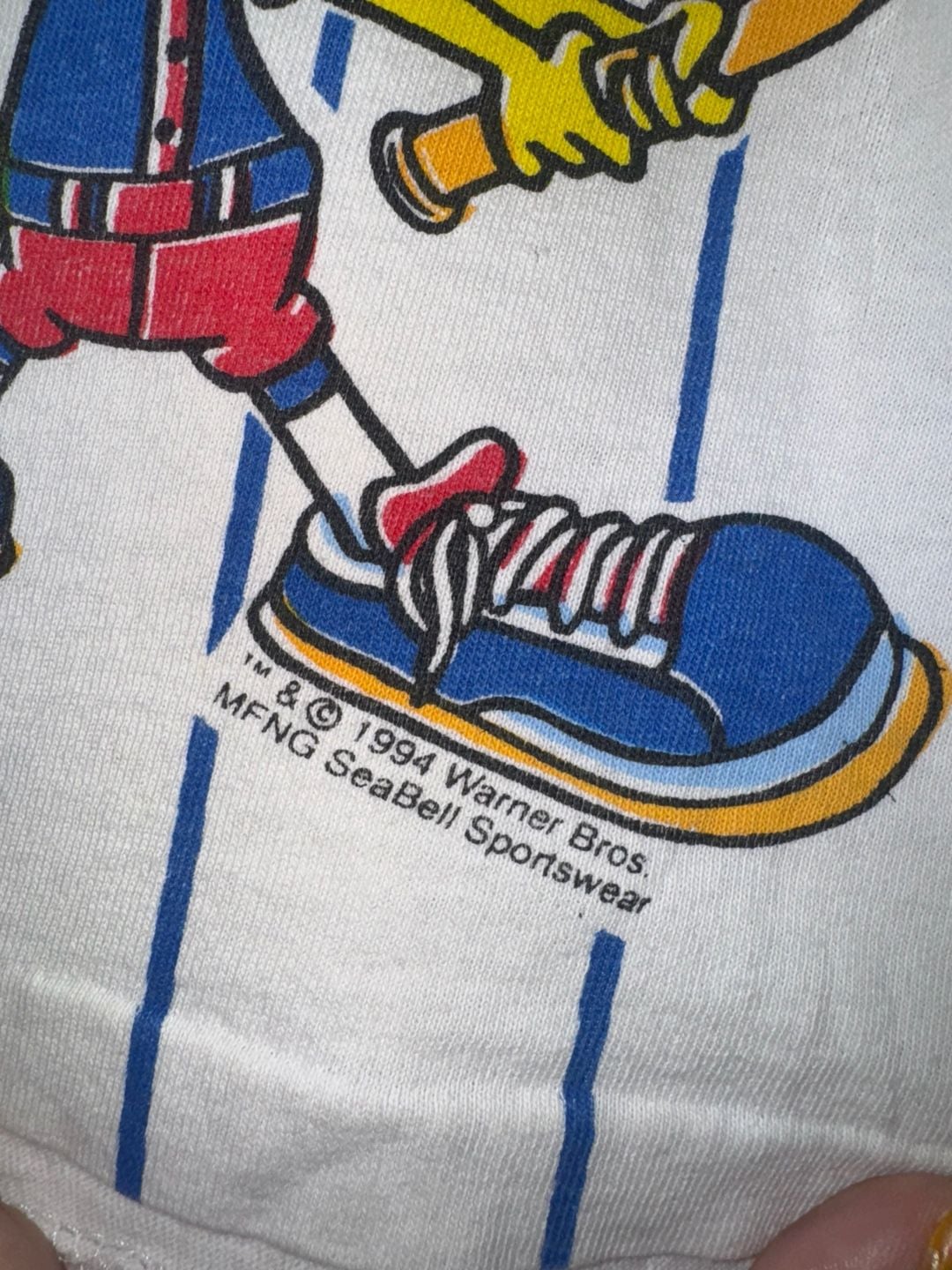 Vintage 1994 Looney Tunes Tweety Bird Thunderbirds Baseball Cropped T-Shirt 2