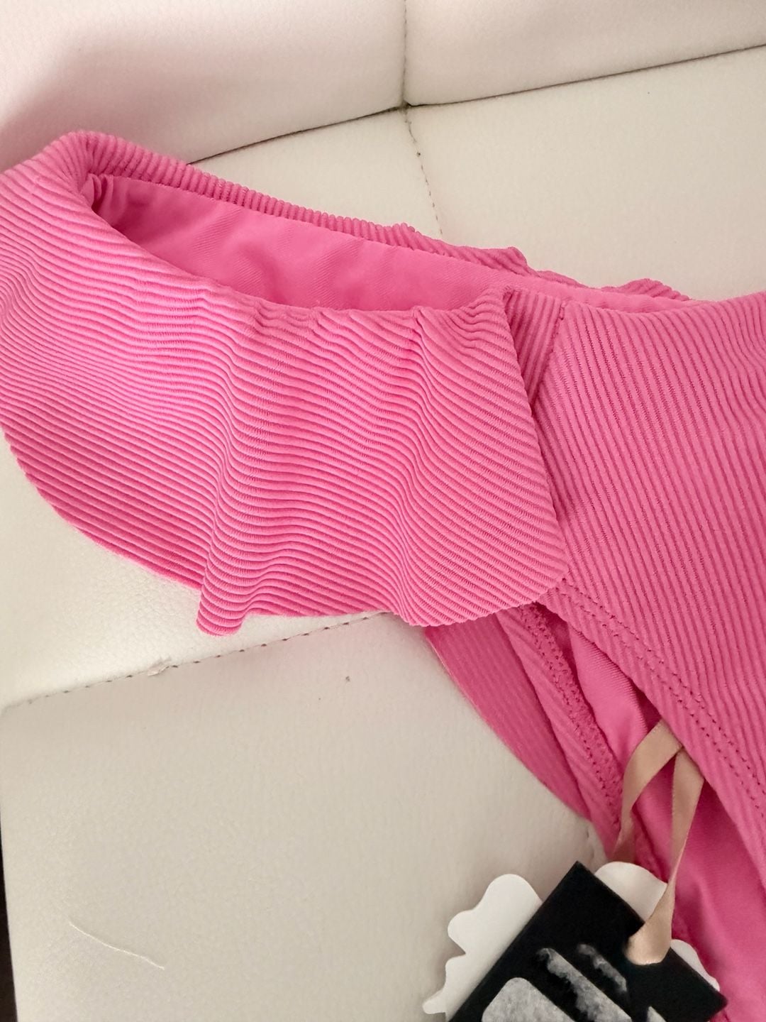 Fella Swim Otis Ribbed Ruffle Bikini Bottom in Pink 9