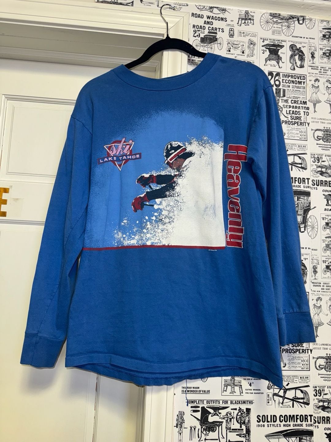 Vintage Oneita Heavenly Lake Tahoe Ski Long Sleeve T-Shirt Size L 2