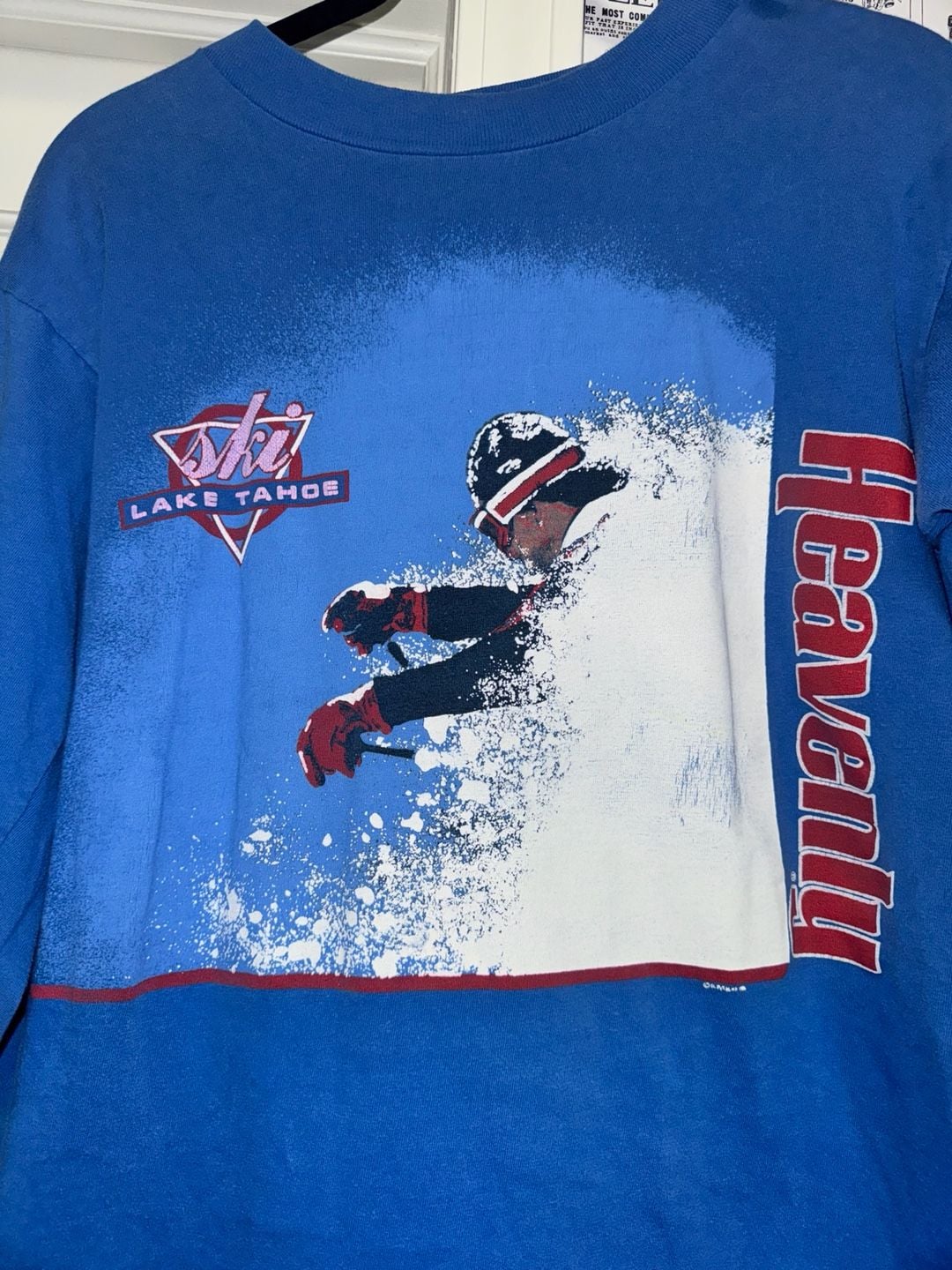 Vintage Oneita Heavenly Lake Tahoe Ski Long Sleeve T-Shirt Size L 3