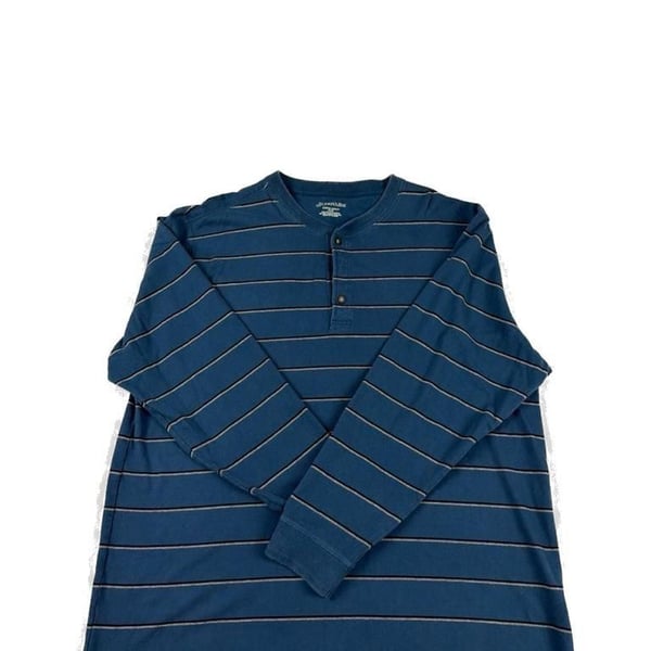 St. John's Bay Men's Blue Striped Sueded Henley Long Sleeve Shirt Size XL. A-0031