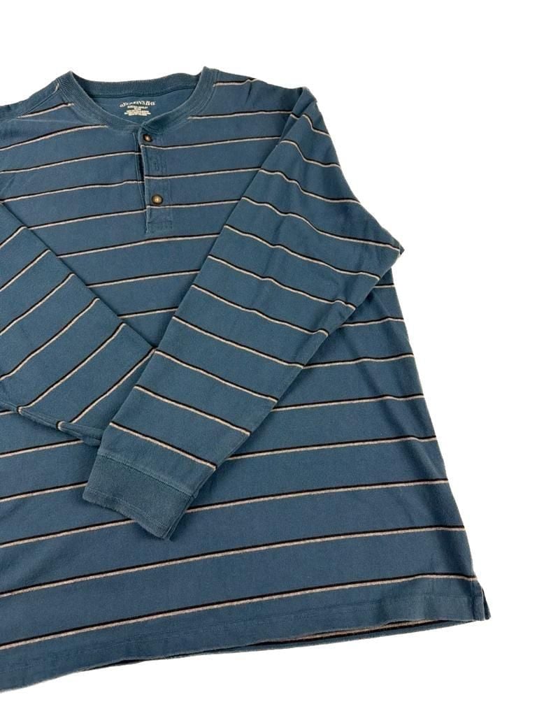 St. John's Bay Men's Blue Striped Sueded Henley Long Sleeve Shirt Size XL. A-0031 8
