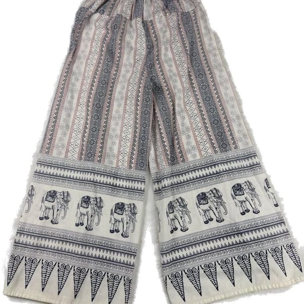 Boho Elephant Print Wide Leg Lounge Pants. A-0026