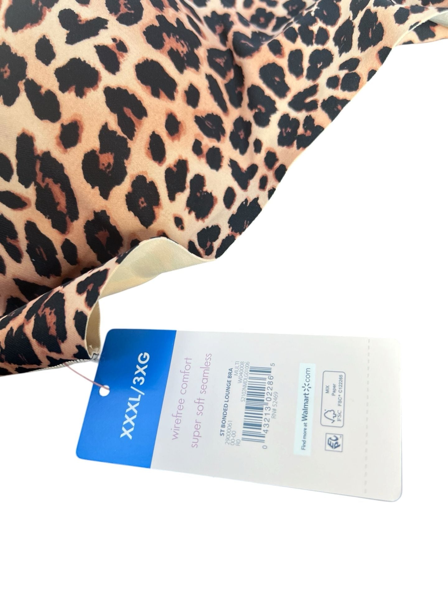 Secret Treasures Leopard Print Bonded Lounge Bra Wirefree Seamless Size 3XL 3