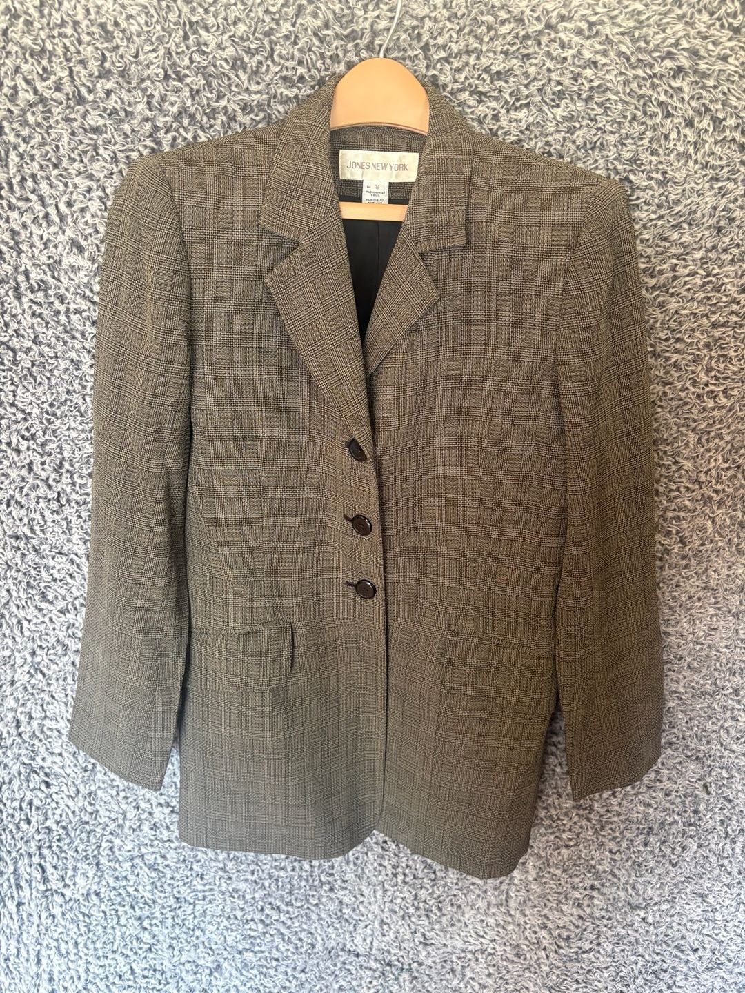Embassy Square Men's 100% Pure Wool 2-Piece Suit Brown Houndstooth Made in USA 7