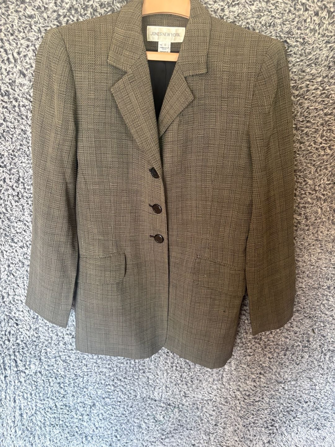 Embassy Square Men's 100% Pure Wool 2-Piece Suit Brown Houndstooth Made in USA 10