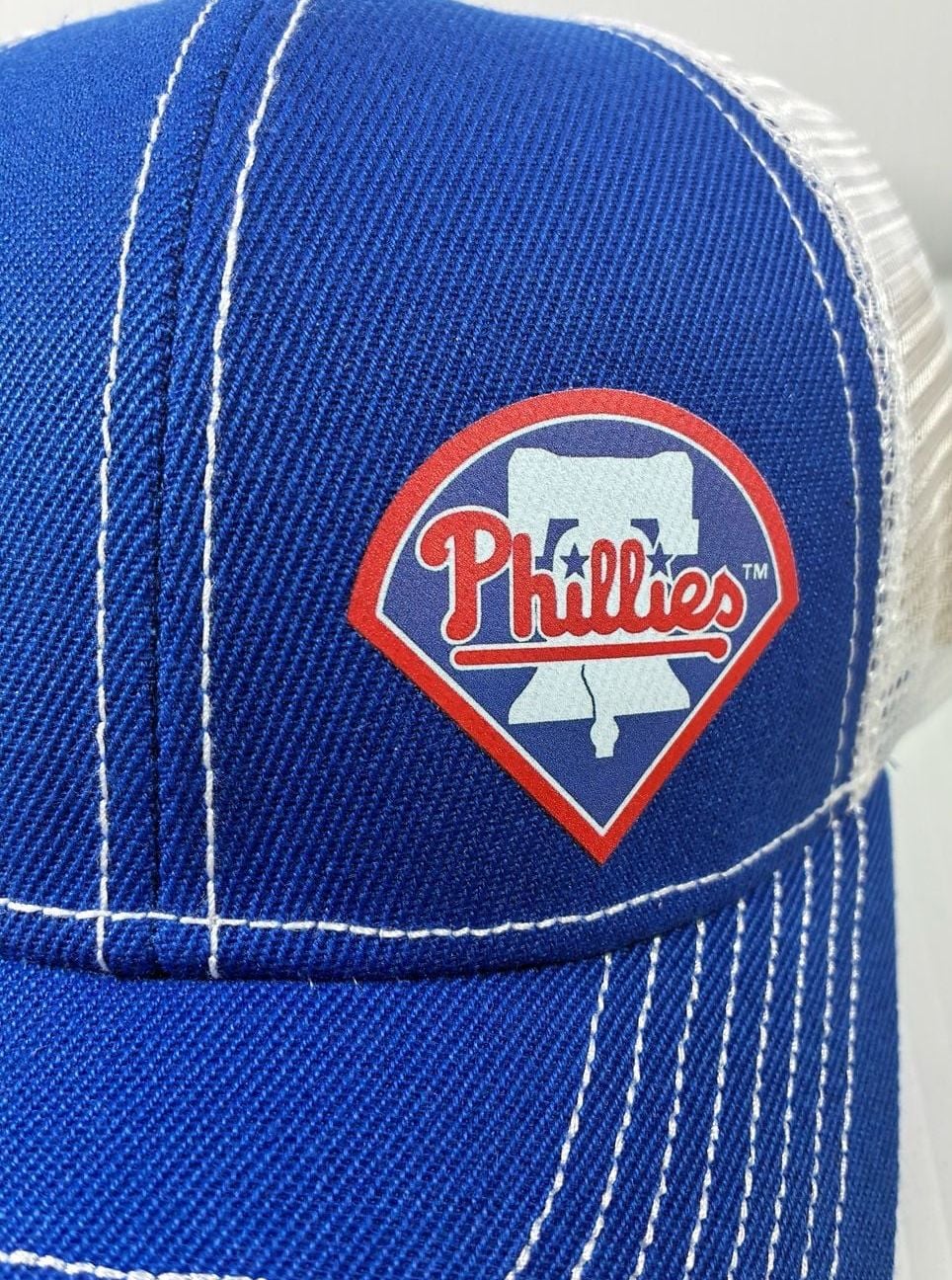 Philadelphia Phillies Blue and White Mesh Baseball Cap Liberty Bell Logo 3
