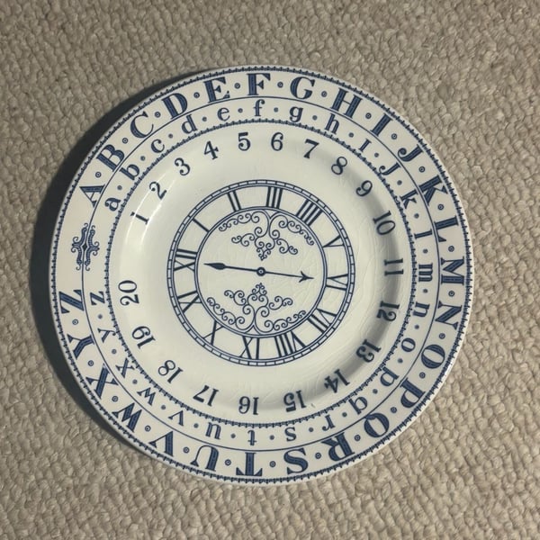 Vintage Adam's Transferware Clock Plate: Blue and White Collectible, 8" -