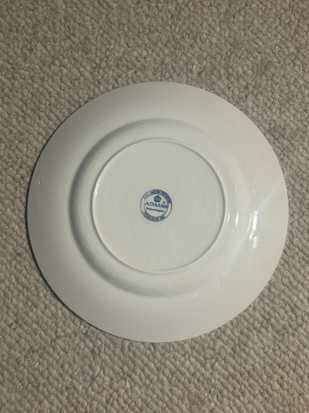 Vintage Adam's Transferware Clock Plate: Blue and White Collectible, 8" - 2