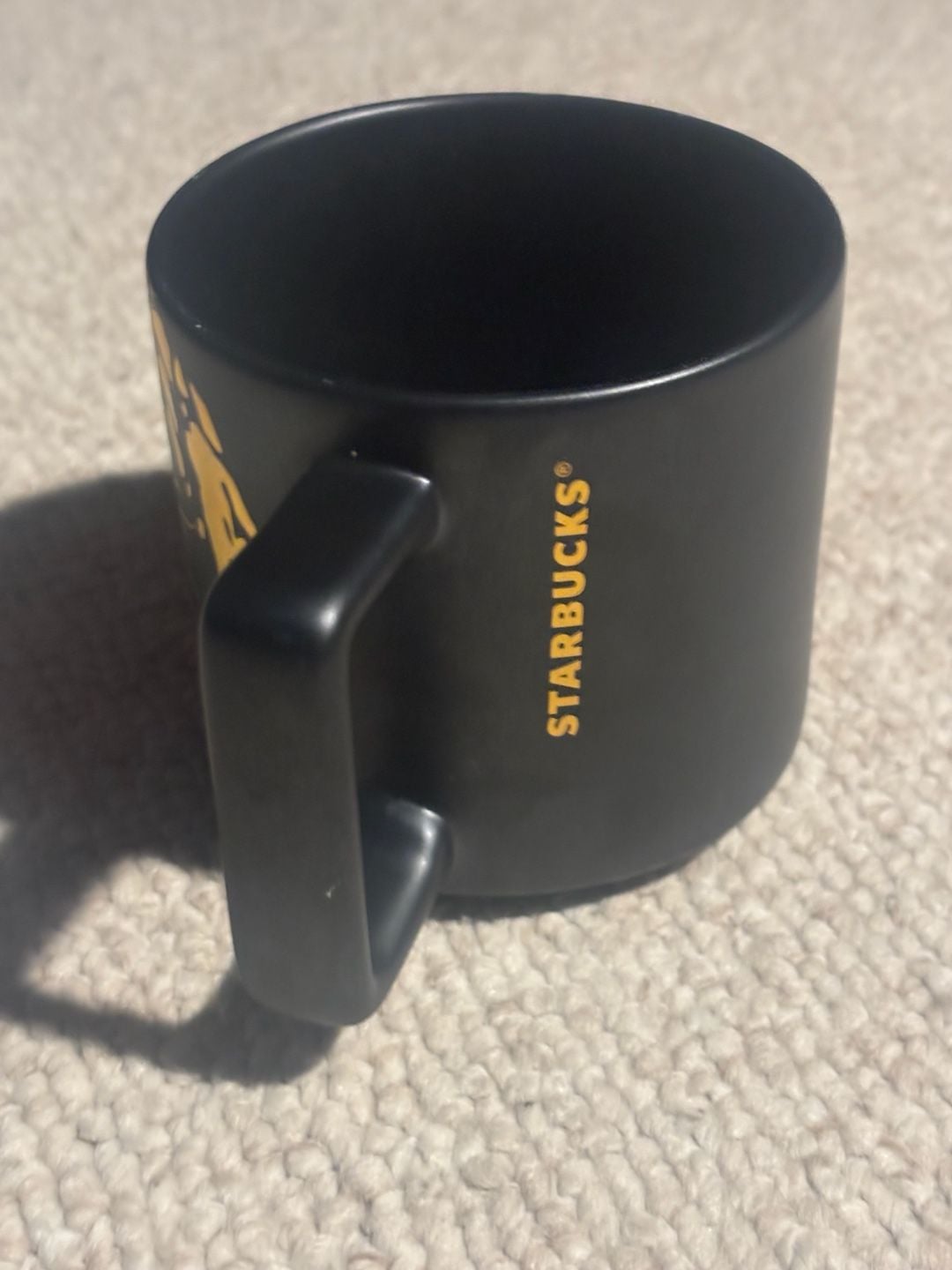 Starbucks 2016 Sumatra Tiger Matte Black & Gold Coffee Mug 14oz 2