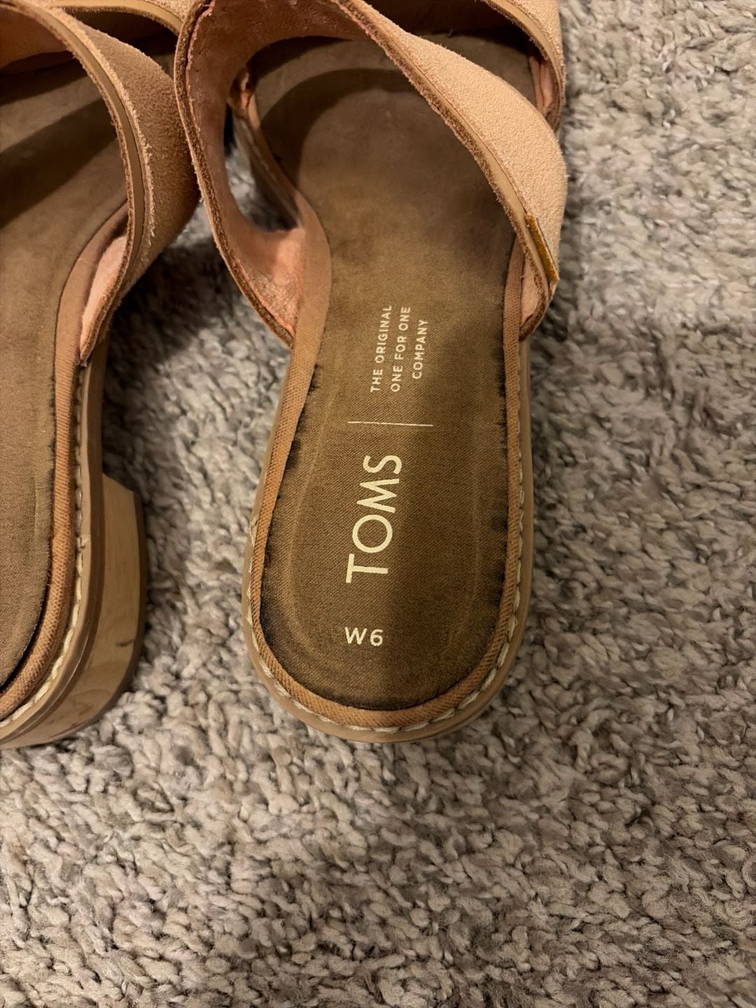 TOMS Sicily Suede Two Strap Slide Sandals Tan Size W6 7