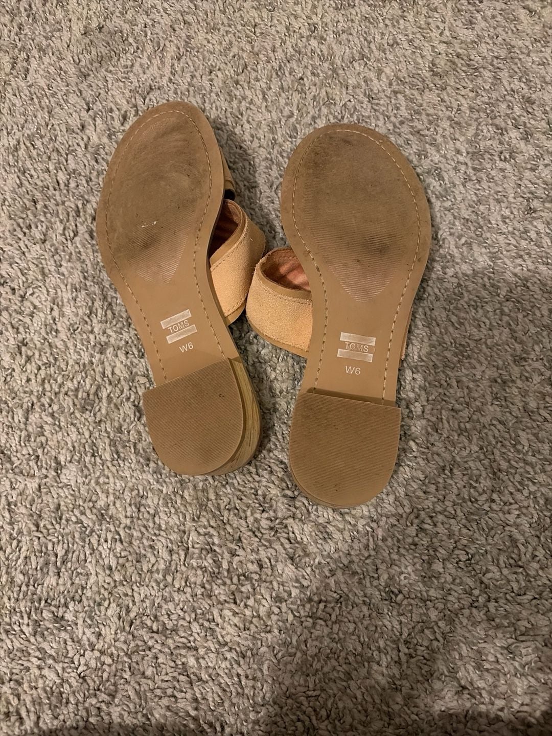 TOMS Sicily Suede Two Strap Slide Sandals Tan Size W6 8