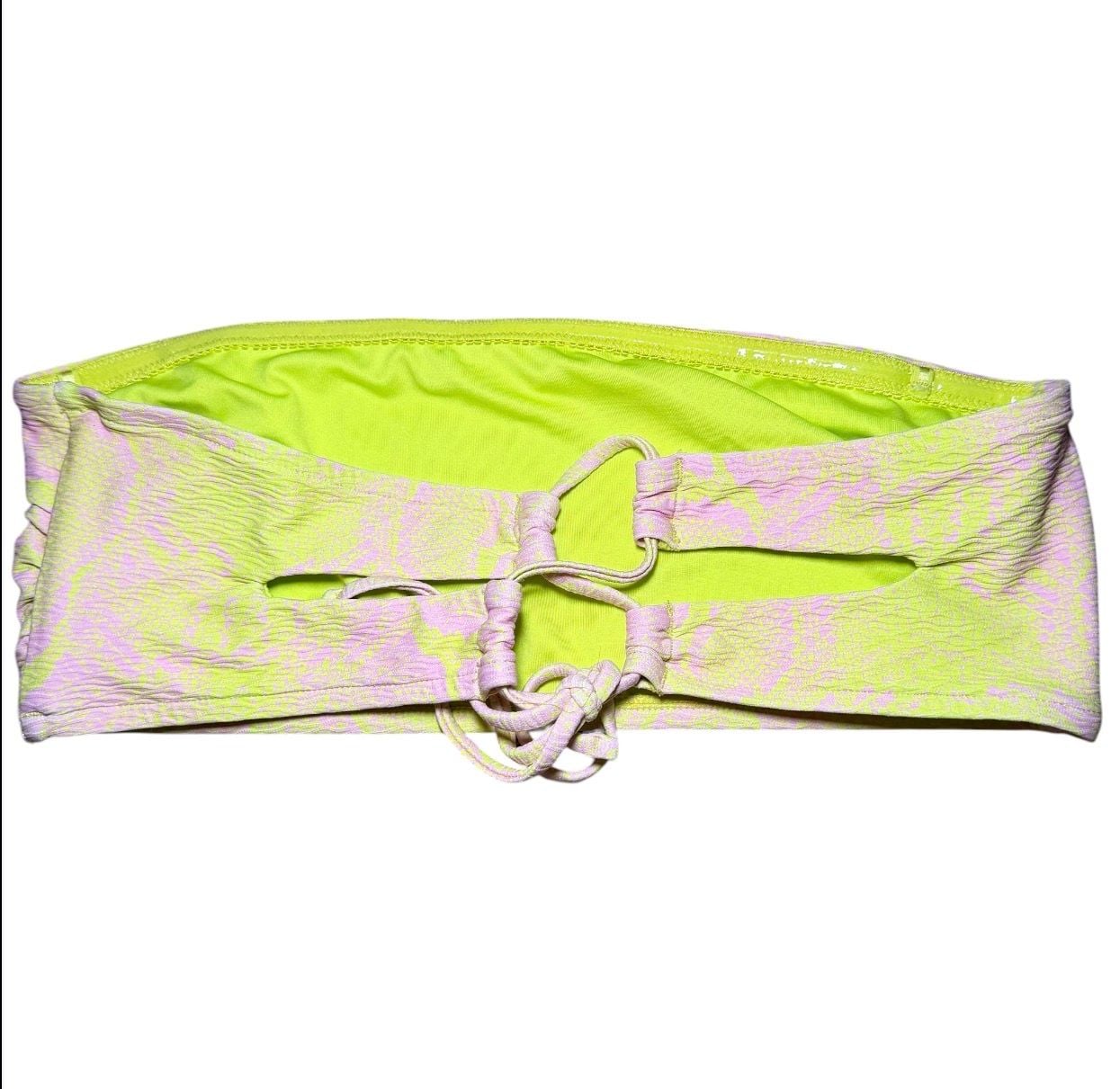 Victoria’s Secret Pink Snake Print Crinkle Bandeau Bikini Top Strapless L/G Y2K 7