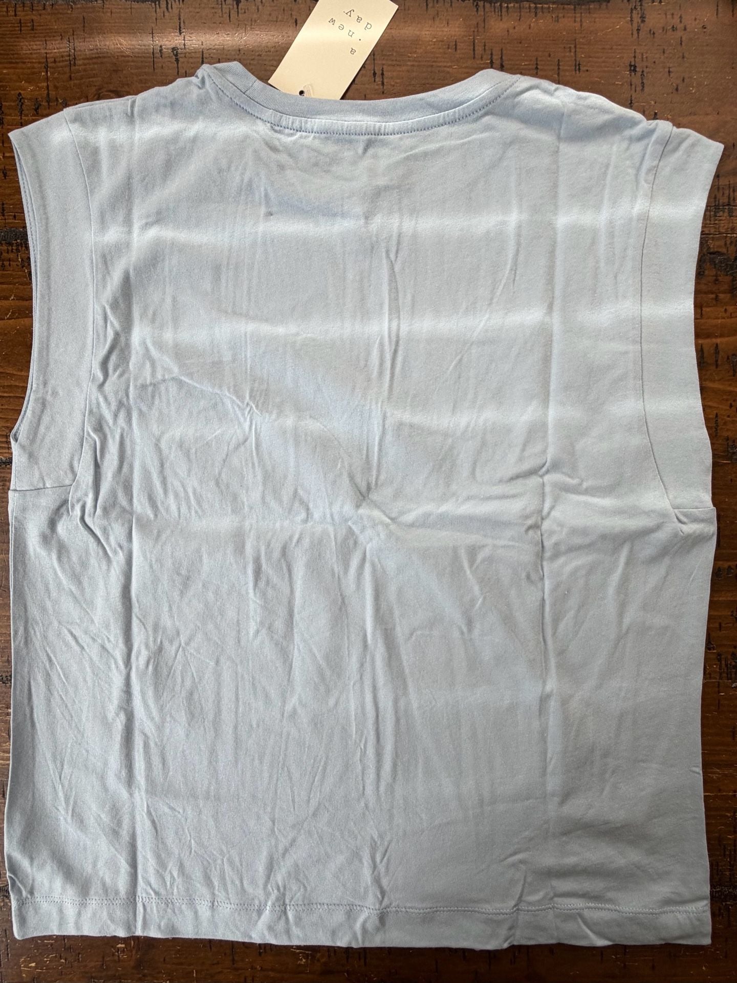 A New Day Women's Padded Shoulder Muscle Tank Top Light Blue Size Medium 2
