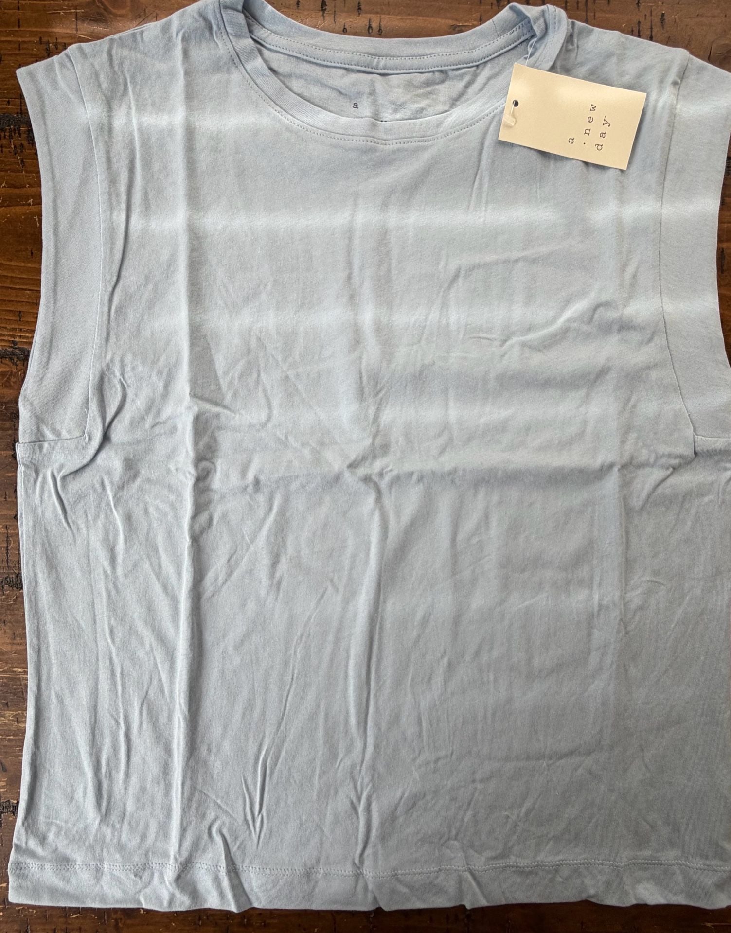 A New Day Women's Padded Shoulder Muscle Tank Top Light Blue Size Medium 4