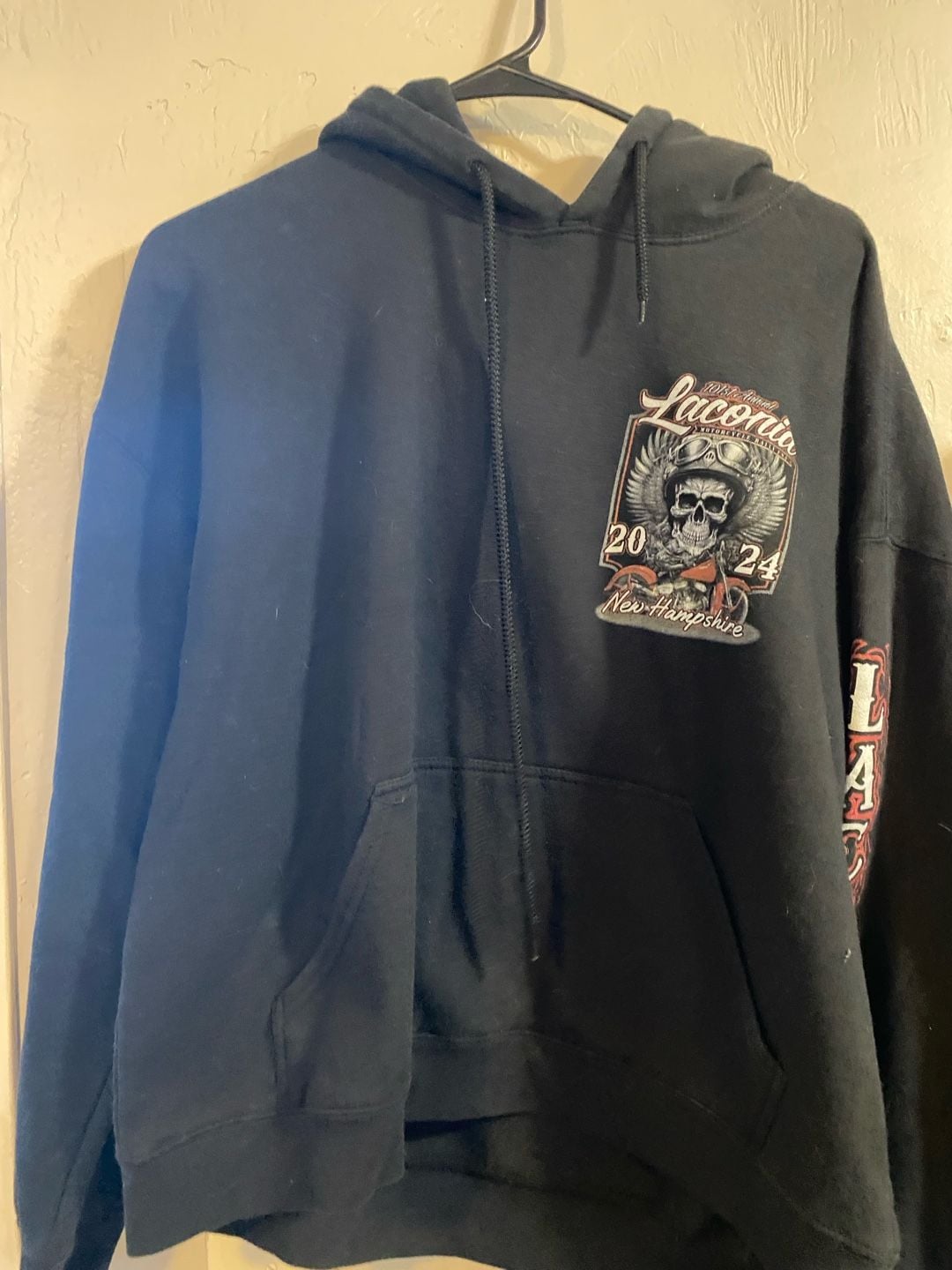 Laconia Motorcycle Rally 101st Annual 2024 Black Graphic Hoodie New Hampshire 1