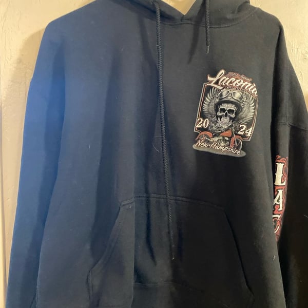 Laconia Motorcycle Rally 101st Annual 2024 Black Graphic Hoodie New Hampshire