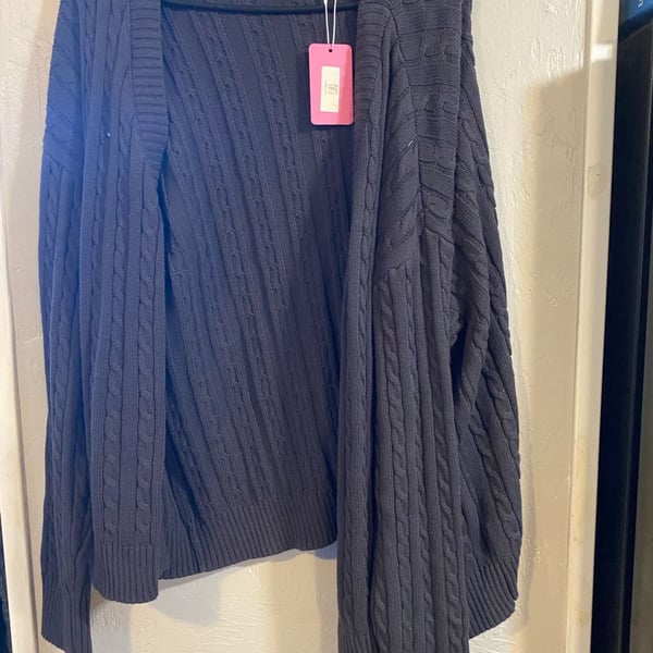 Edikted Braiden Chunky Cable Knit Open Front Cardigan Dark Grey Size XL