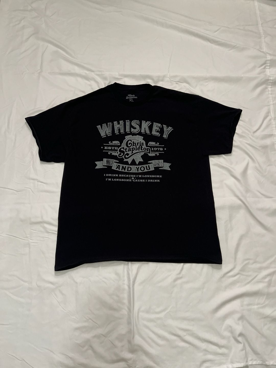 Chris Stapleton Whiskey and You Graphic T-Shirt Black Size XL 2