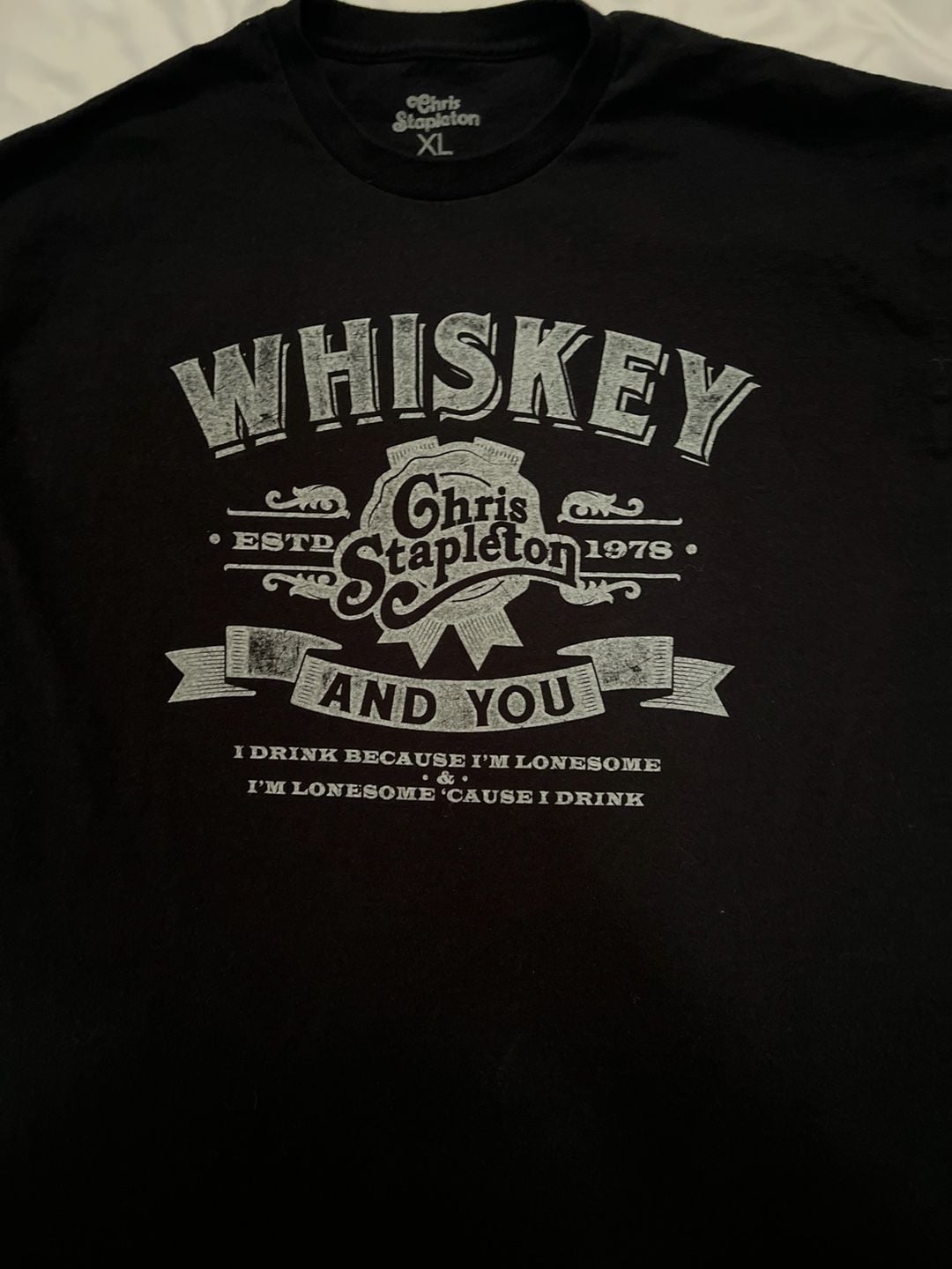Chris Stapleton Whiskey and You Graphic T-Shirt Black Size XL 3