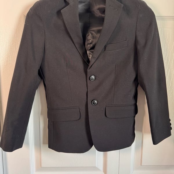 Chaps Boys' Black 2-Button Suit Jacket Blazer Size 8 Regular