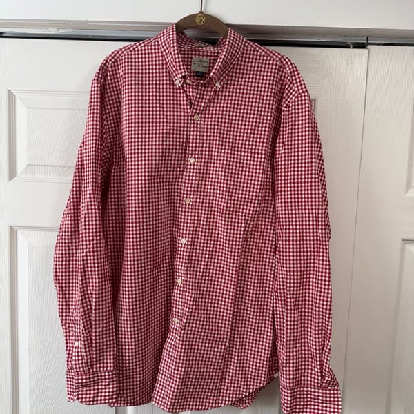 J.Crew Secret Wash Gingham Button-Down Shirt Red/White Size L