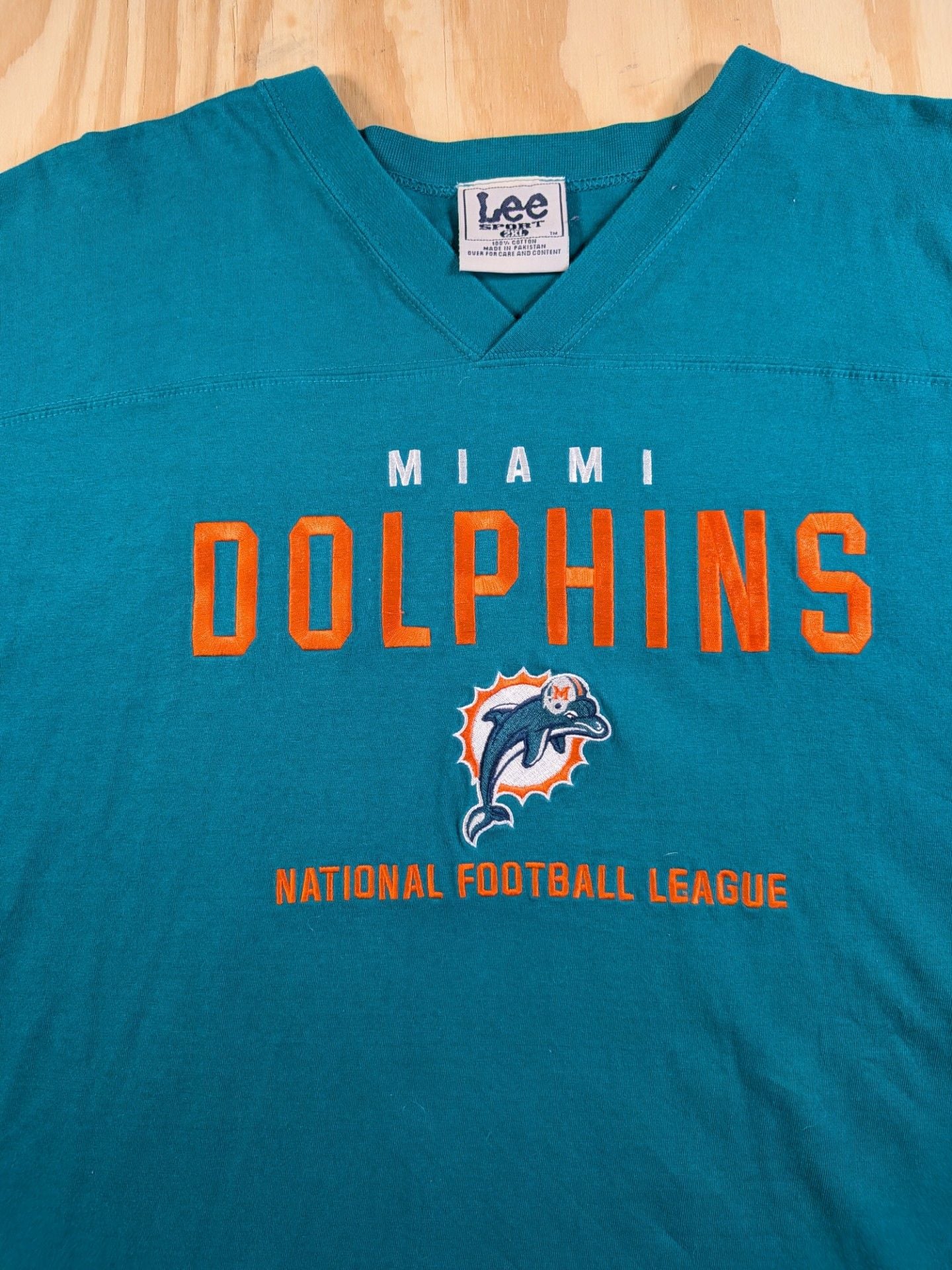Vintage Miami Dolphins Lee Sport NFL Embroidered T-Shirt Size 2XL 4