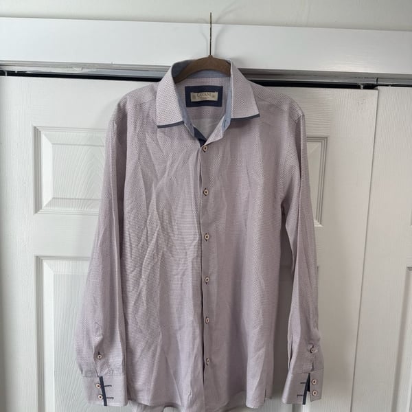 Cavani Men's Micro Geometric Print Tailored Fit Long Sleeve Button Down 16 1/2