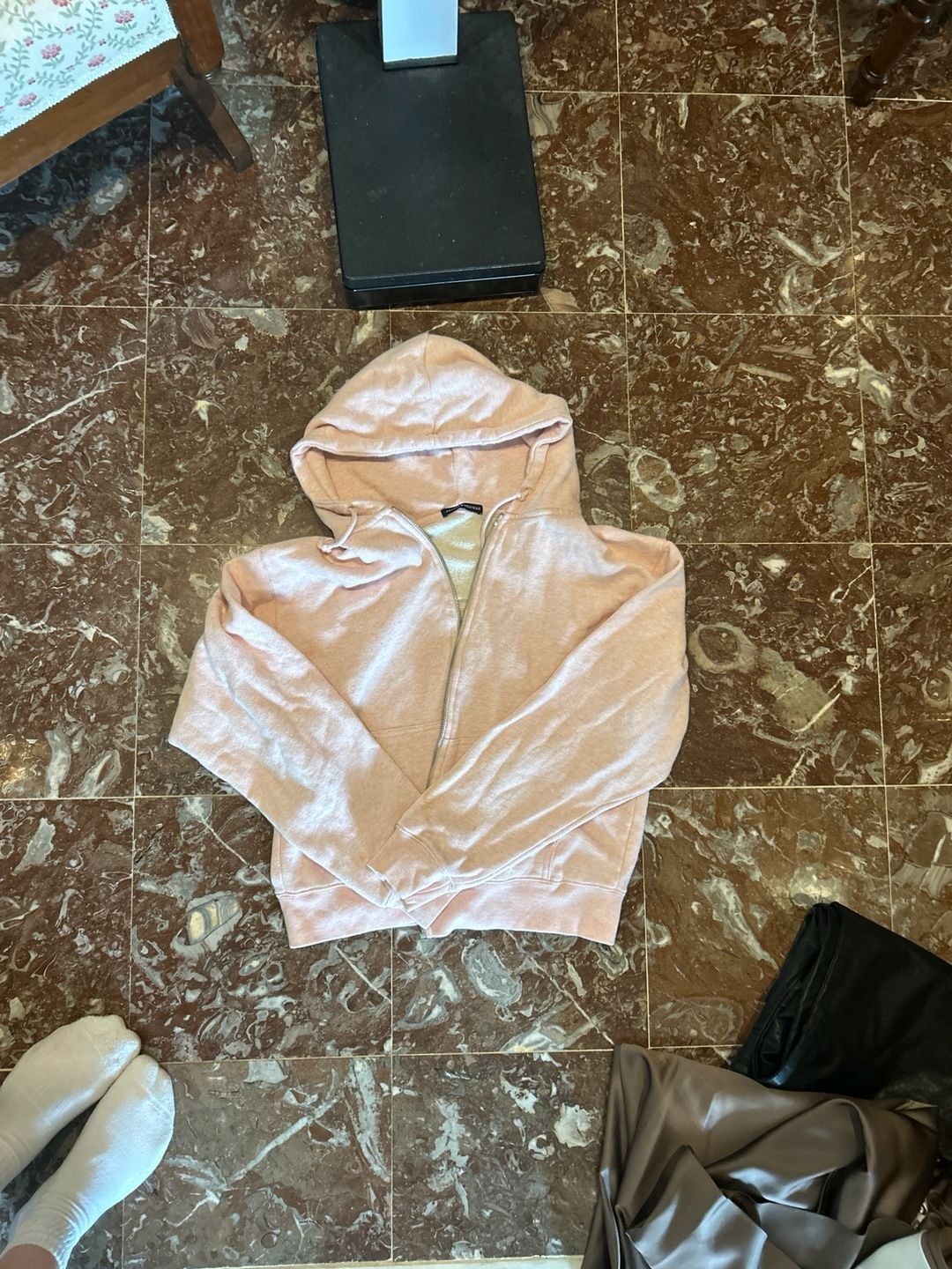 Brandy Melville Light Pink Christy Zip-Up Hoodie One Size 2