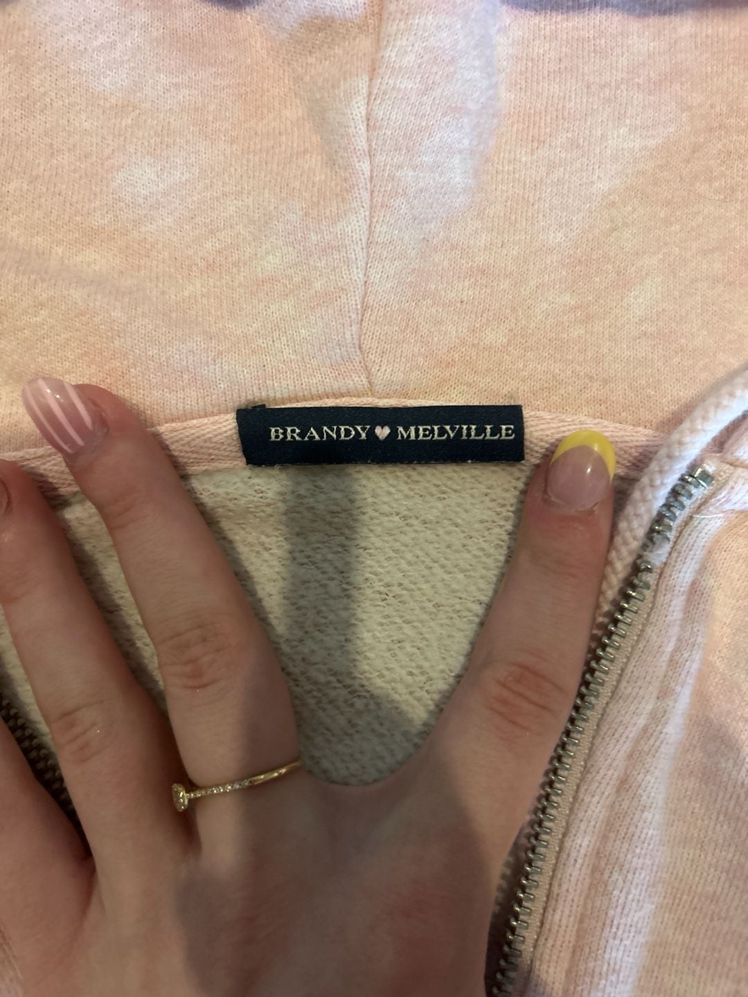 Brandy Melville Light Pink Christy Zip-Up Hoodie One Size 3