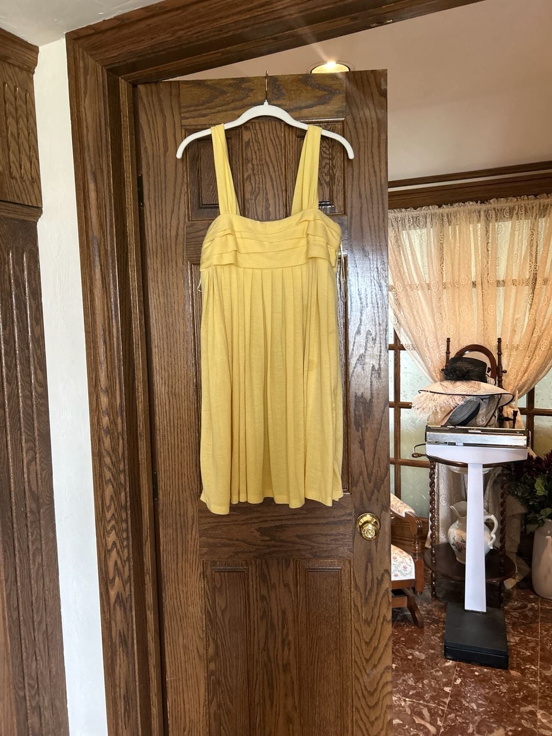 MaxRave Yellow Pleated Babydoll Mini Dress Size S 1
