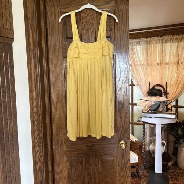 MaxRave Yellow Pleated Babydoll Mini Dress Size S