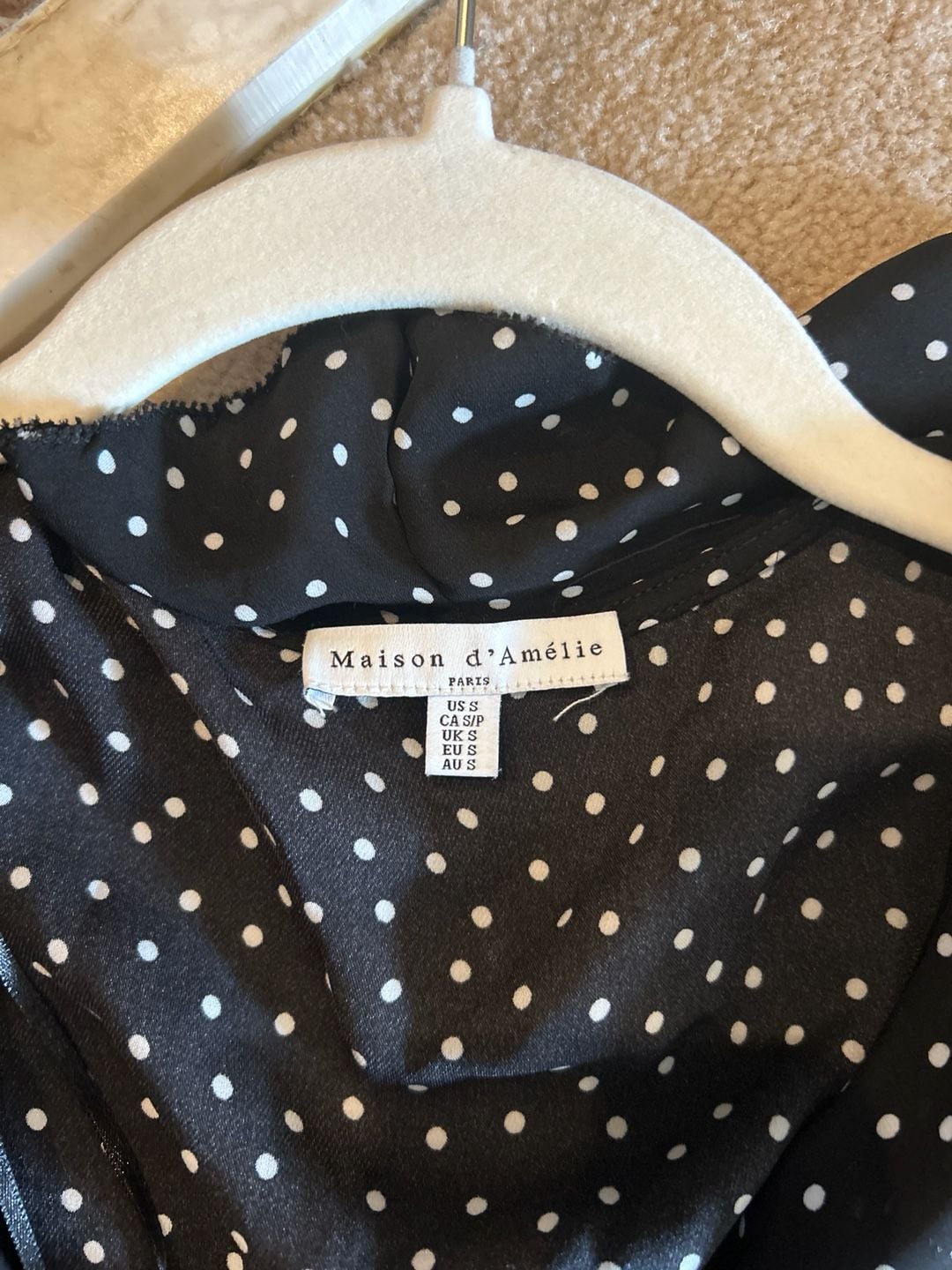 Maison d'Amélie Polka Dot Ruffle Tie-Front Blouse Size S 2