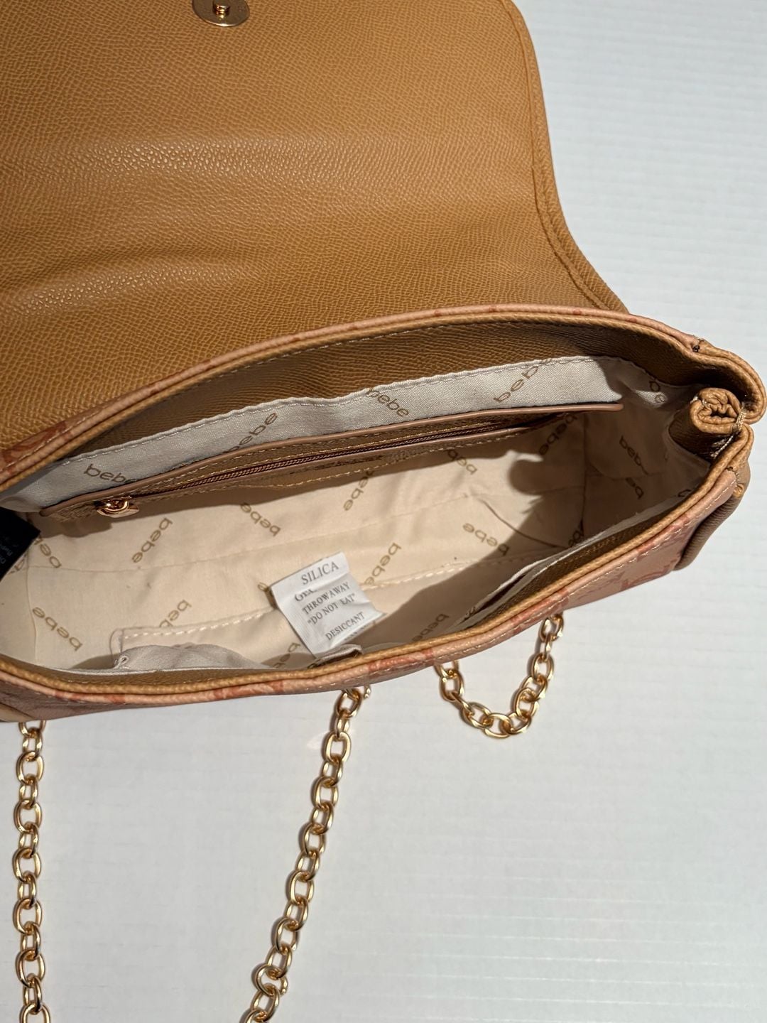 Bebe Leilani Printed Monogram Shoulder Bag Almond/Tan One Size 6