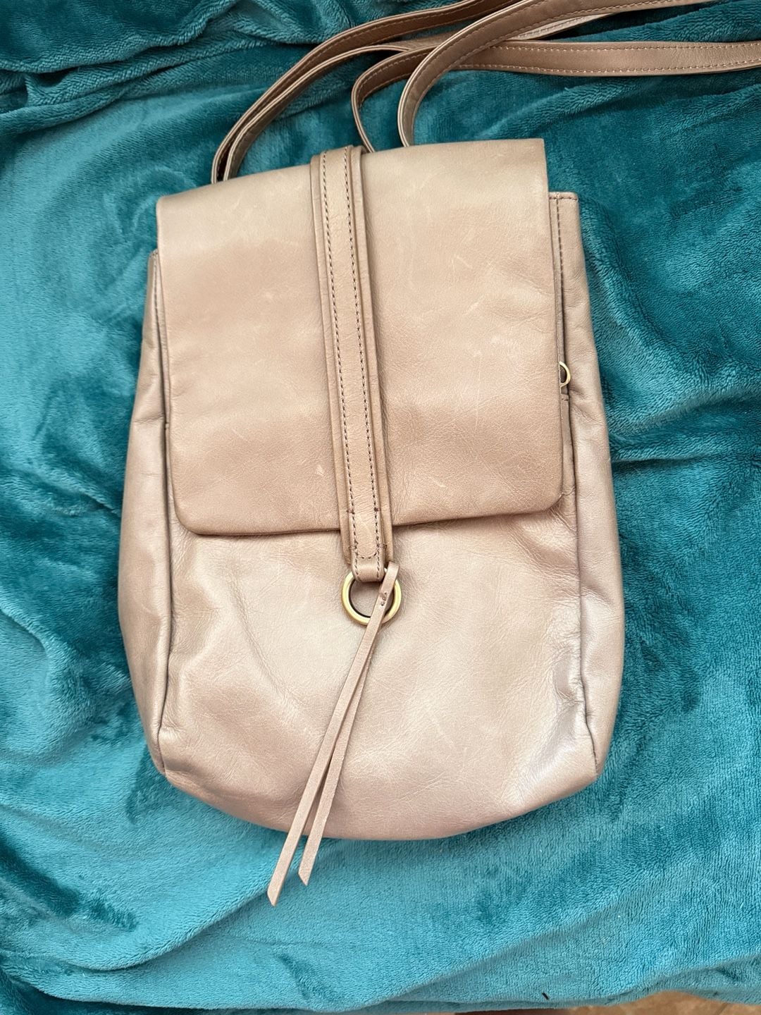 Hobo River Leather Backpack in Metallic Tan 2