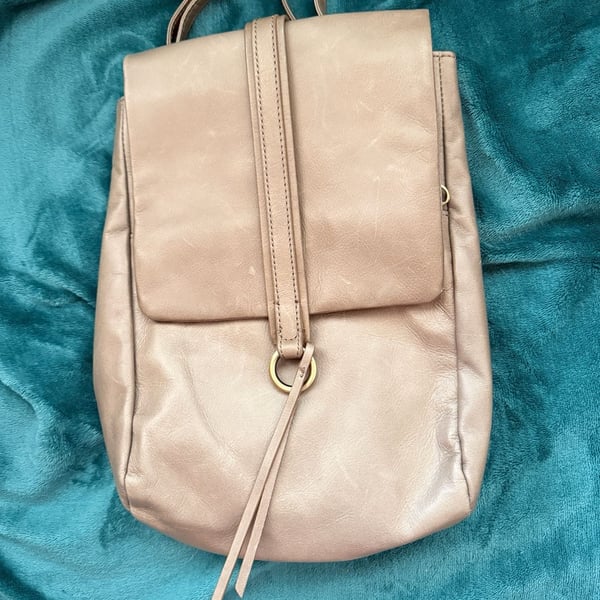 Hobo River Leather Backpack in Metallic Tan