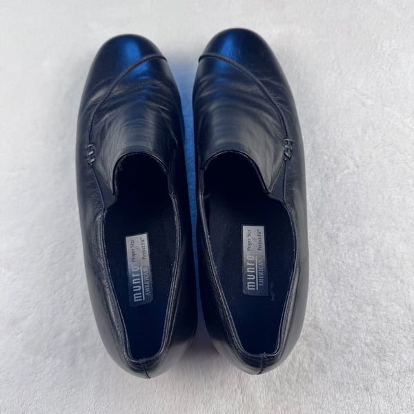 Munro American Walking Wedge Black Leather Slip-On Loafers Size 8.5M