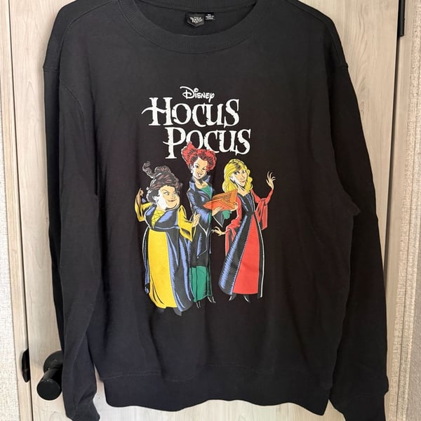 Disney Hocus Pocus Animated Graphic Crewneck Sweatshirt Black Size XL