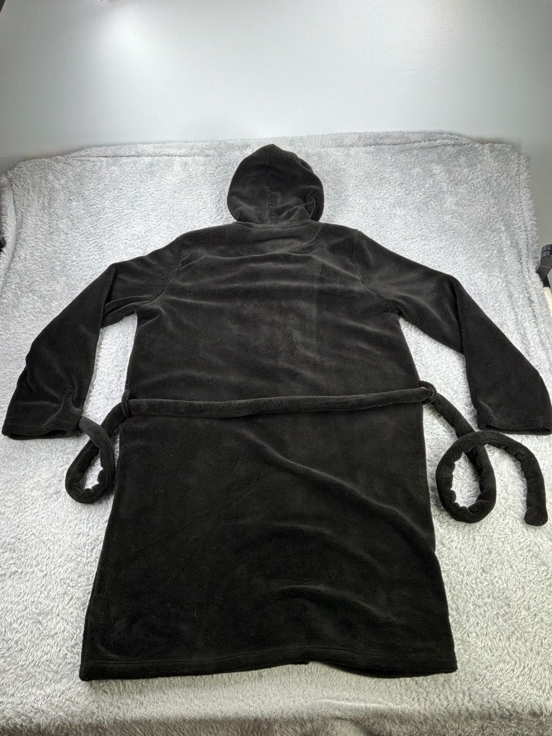 Victoria's Secret Black Plush Hooded Robe Size S/P 3