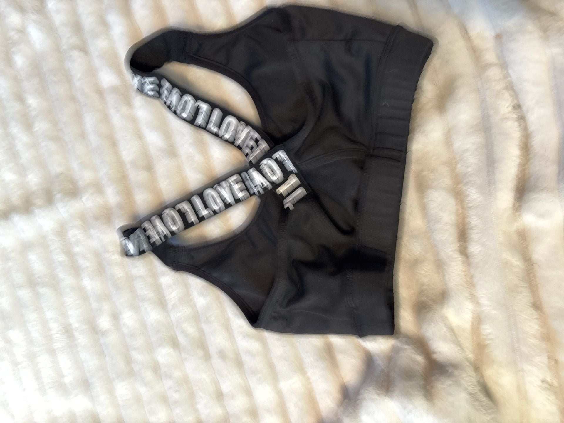 SHEIN Black LOVE Letter Print Criss Cross Sports Bra Size S 3