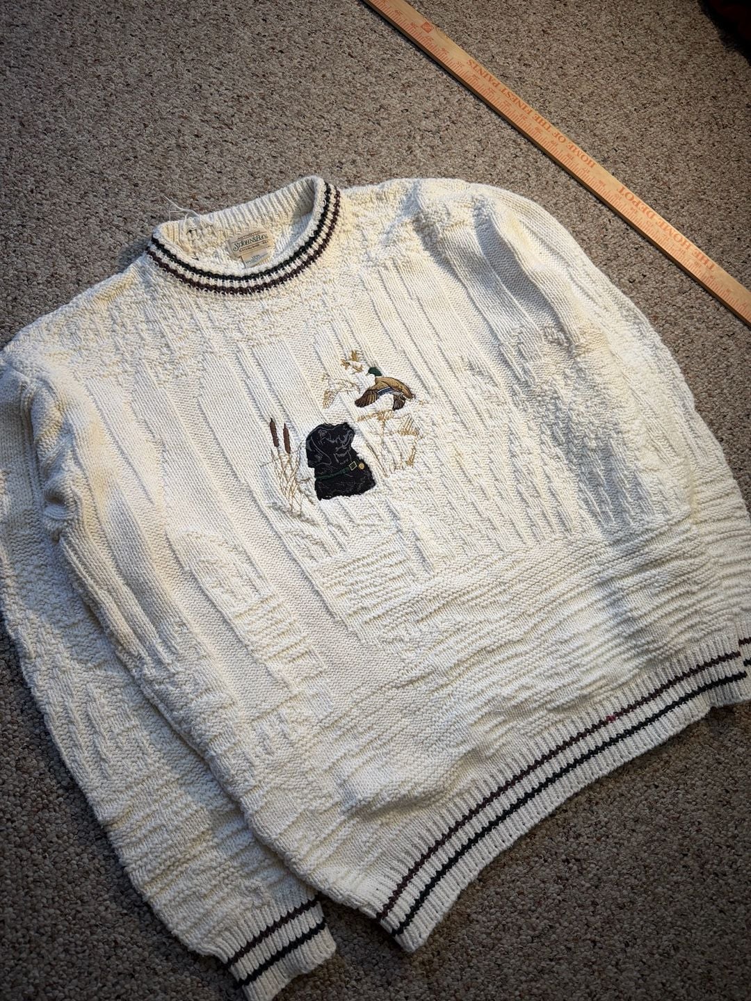 Vintage St. John's Bay Black Lab & Duck Cotton Sweater Size Large Tall 2