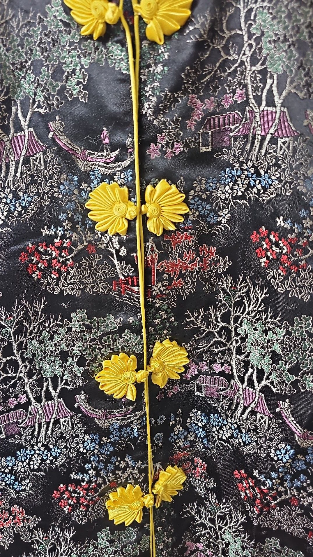 Great Shanghai Vintage Chinese Brocade Pagoda Pajama Set Size XL 4