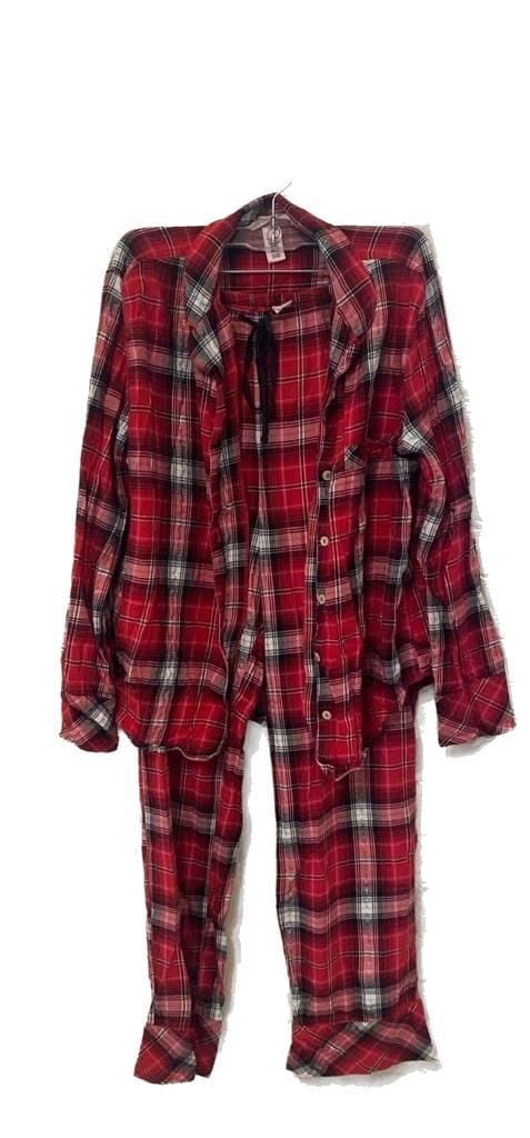 Victoria's Secret Red Plaid Flannel Pajama Set, Size Small 1