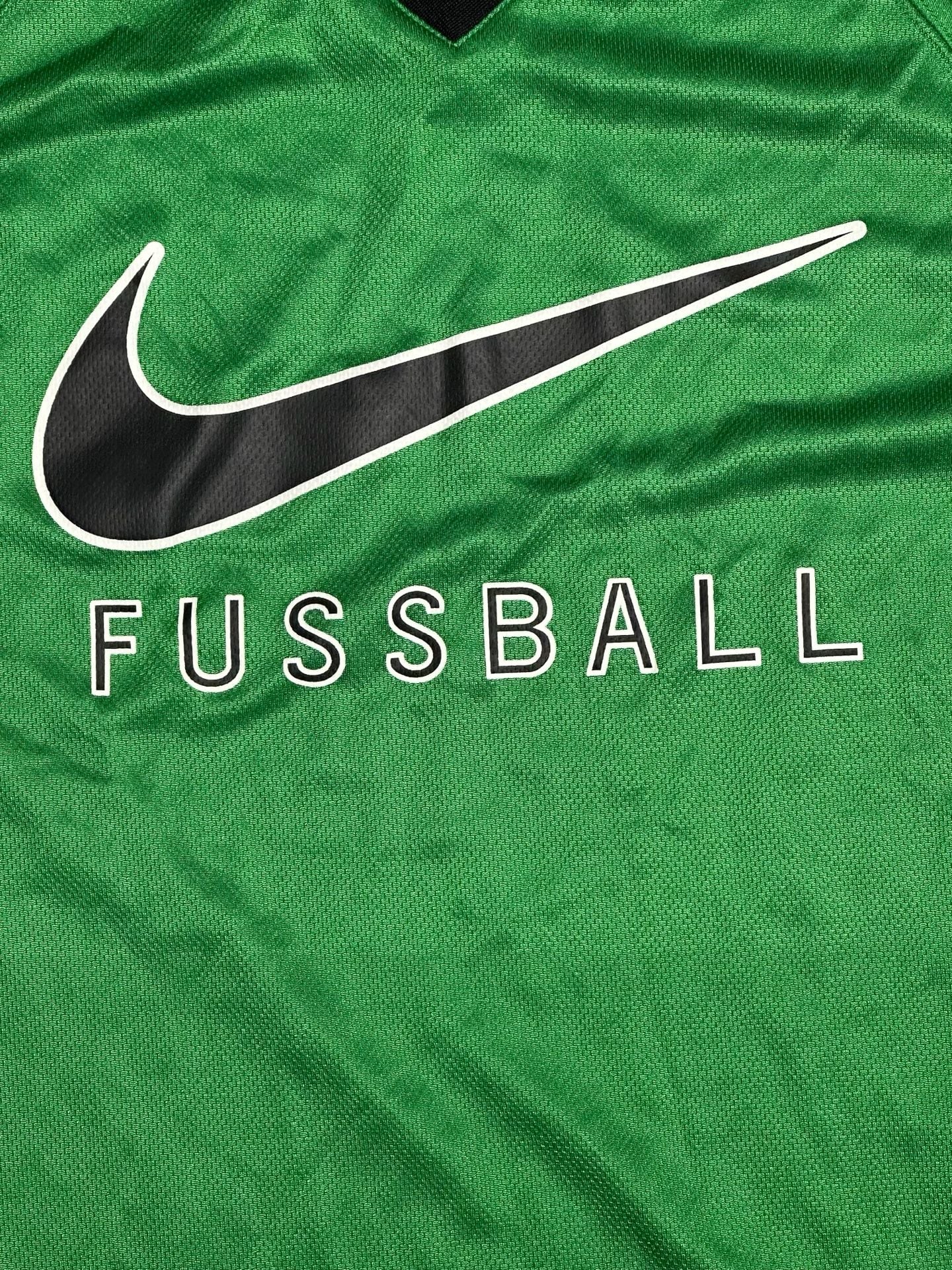 Vintage 90s Nike Fussball Big Swoosh Soccer Jersey Green Size Large Made in USA 3