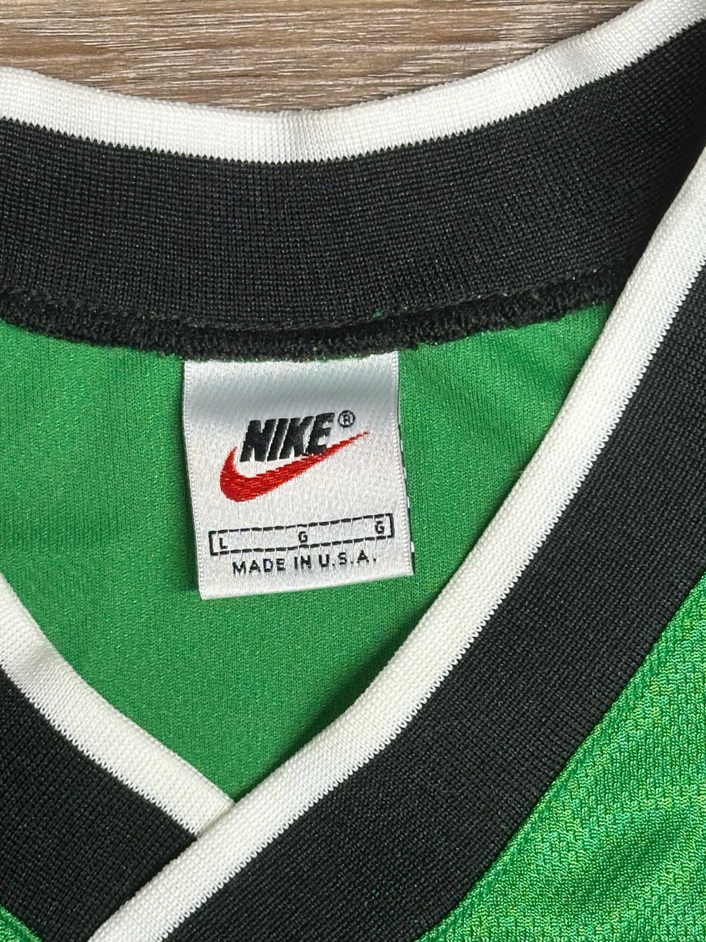 Vintage 90s Nike Fussball Big Swoosh Soccer Jersey Green Size Large Made in USA 4