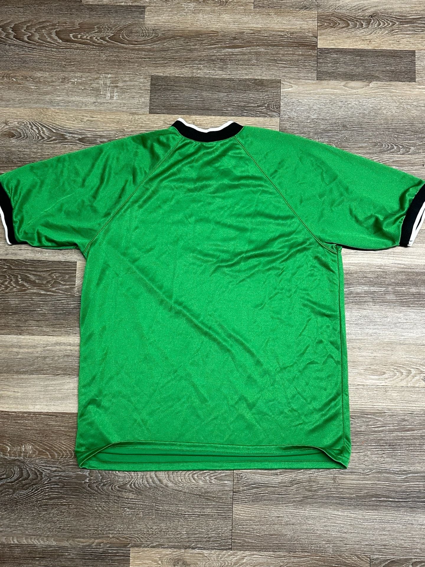 Vintage 90s Nike Fussball Big Swoosh Soccer Jersey Green Size Large Made in USA 6