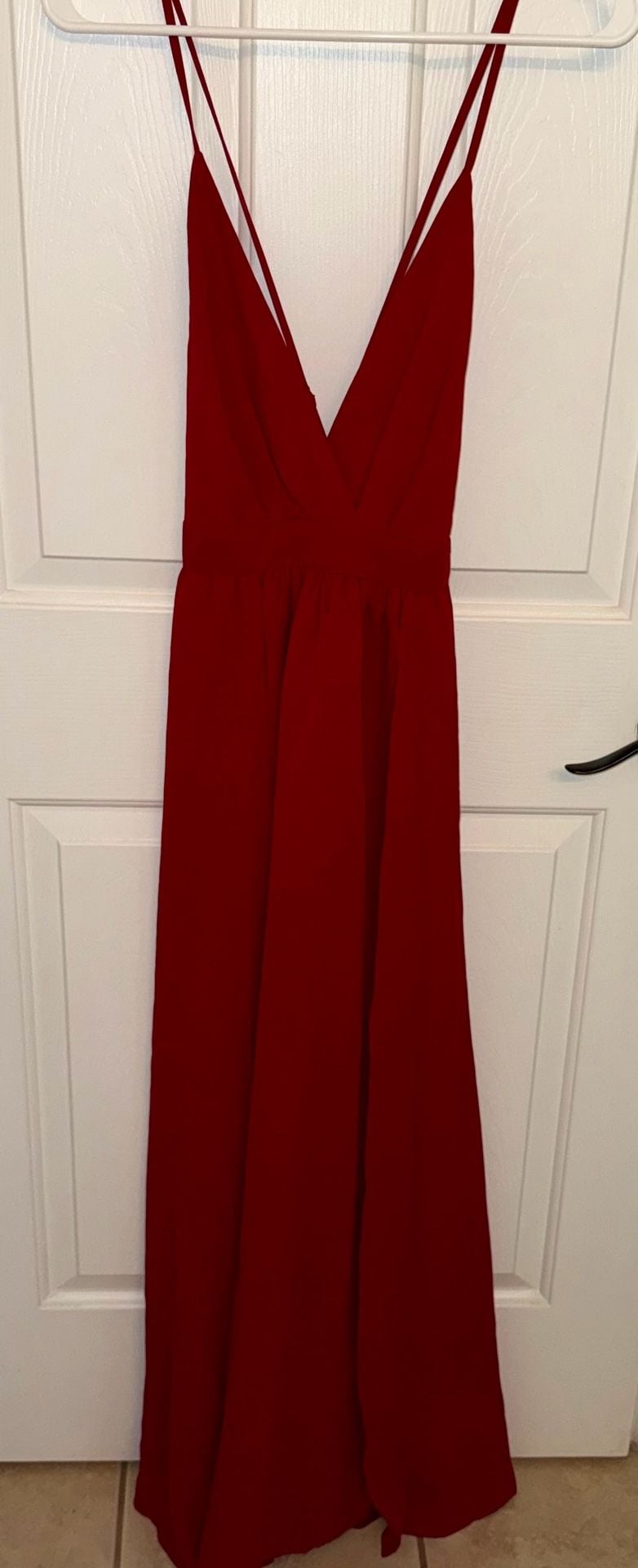 Amazon Red Crisscross Backless Cami Maxi Dress Medium 2